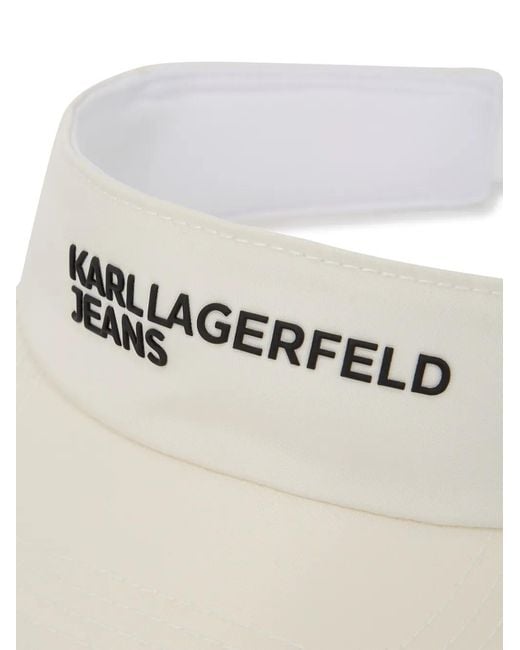 Karl Lagerfeld White Logo-Print Visor Hat