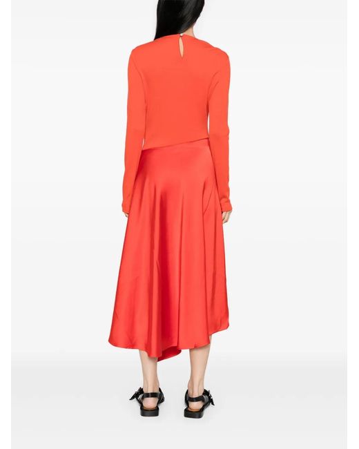Stine Goya Red Long-Sleeved Asymmetric Dress