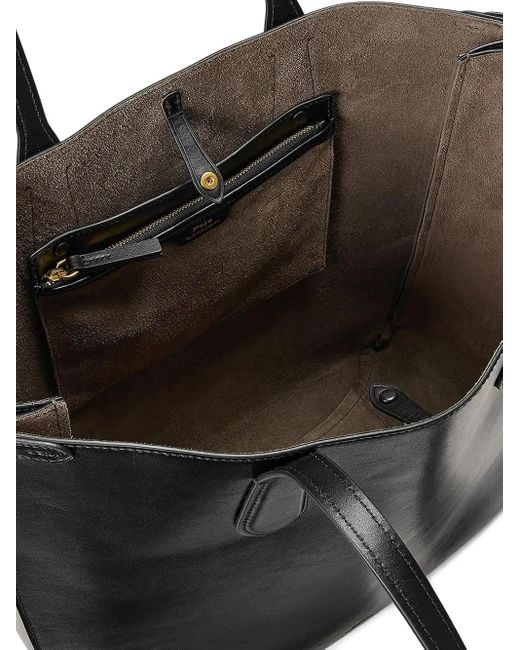 Polo Ralph Lauren Black Double-Handle Leather Tote Bag