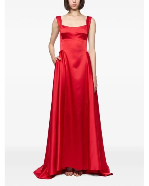 Atu Body Couture Red Bra-Style Satin Maxi Dress