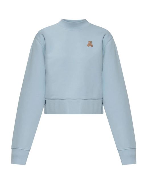 Palm Angels Blue Mock-Neck Long-Sleeve Sweatshirt