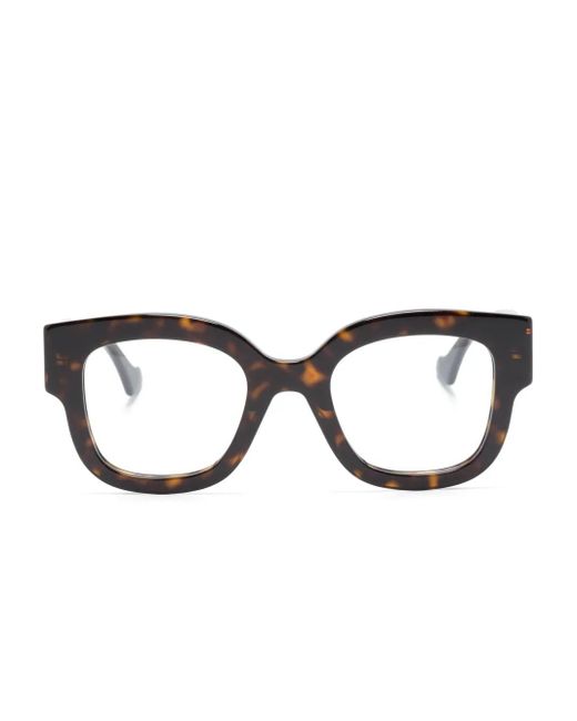 Gucci Brown Double G Round-Frame Glasses