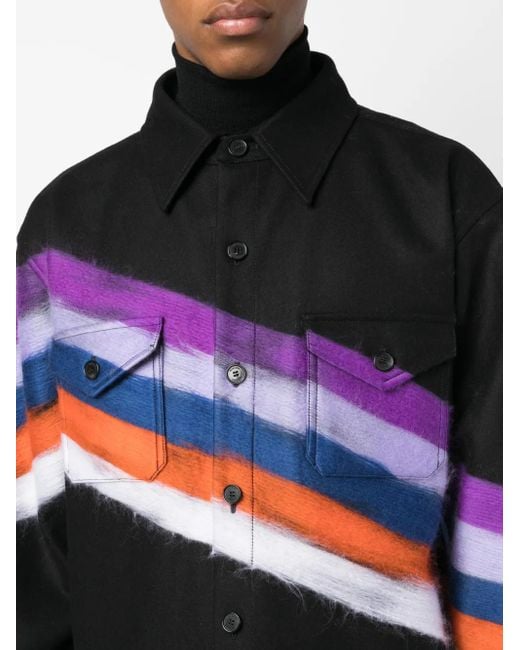 Missoni Black Brushed-Effect Striped Shirt Jacket for men