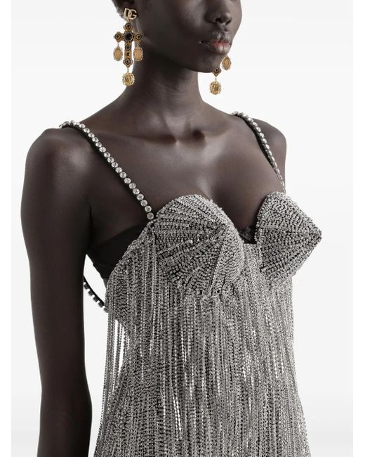 Abito Midi Con Decorazione di Dolce & Gabbana in Gray