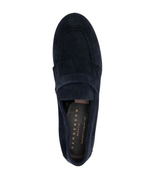 Henderson Blue Fringe-Detail Suede Loafers for men