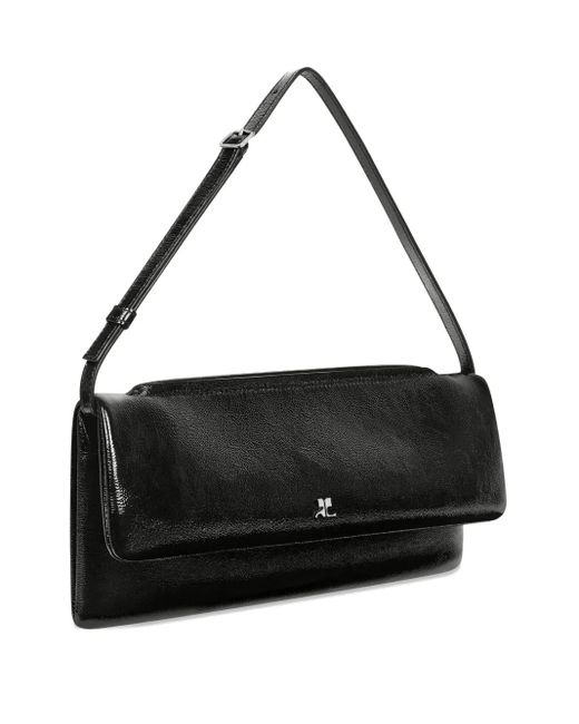 Courreges Naplack Leather Shoulder Bag in het Black