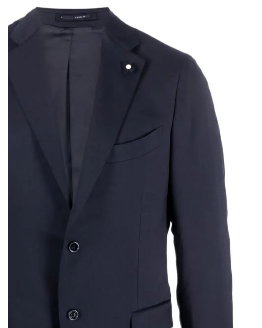 Lardini Blue Flower-Patch Single-Breasted Blazer for men