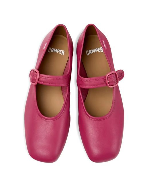 Camper Pink Casi Myra Leather Ballet Flats