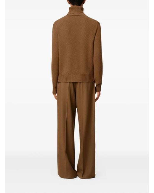 AMI Brown Roll-Neck Sweater With Ribbed Texture for men