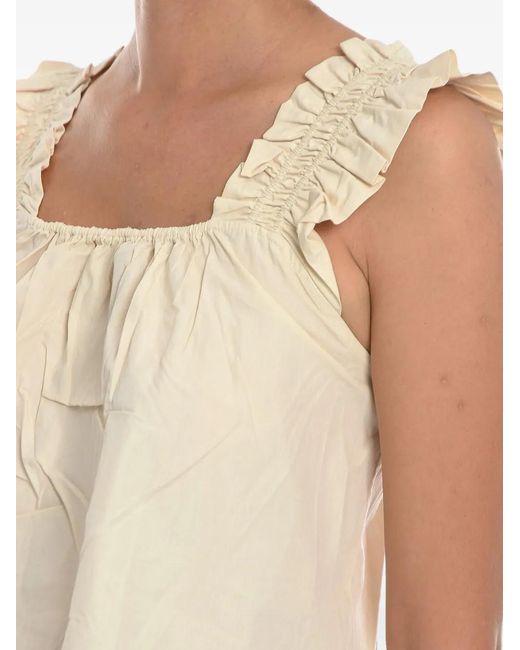 Samsøe & Samsøe White Ruffled Square-Neck Blouse
