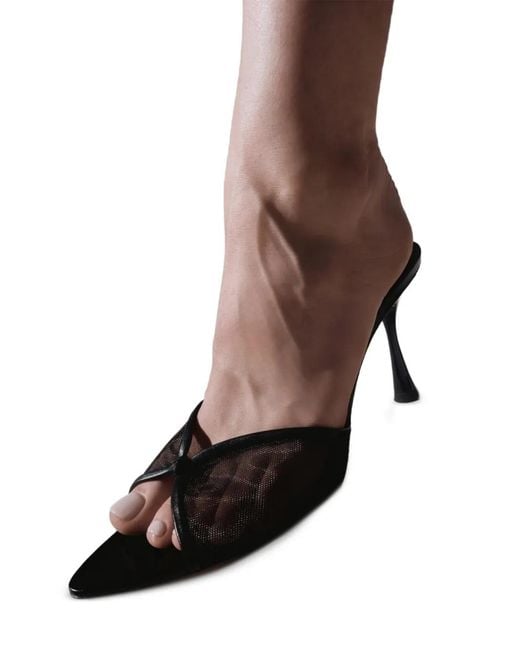 STUDIO AMELIA Black Jacques Mesh-Panel Sandals