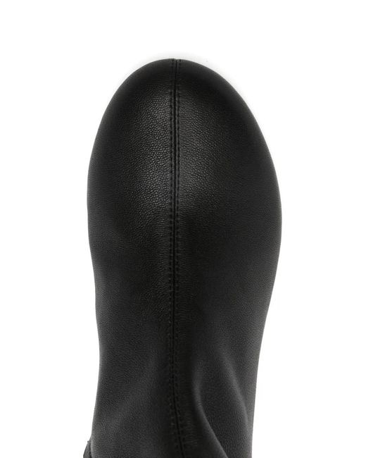 St. Agni Black Leather Heel Boots