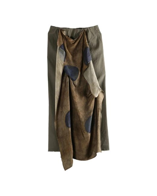 Uma Wang Brown Draped Gale Midi Skirt