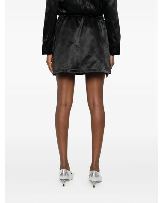 Casablanca Black Drawstring Patterned Mini Skirt