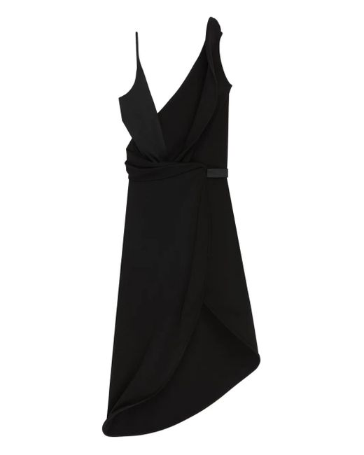 Courreges Black Asymmetrisches Kreppkleid