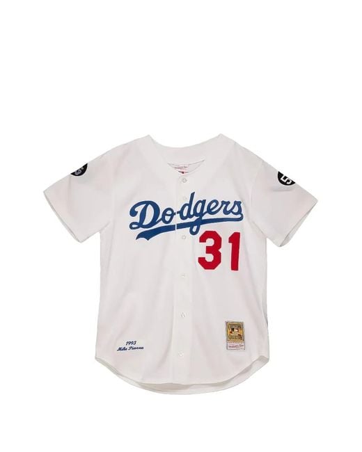 Mitchell & Ness White Mike Piazza Los Angeles Dodgers 1993 Jersey for men