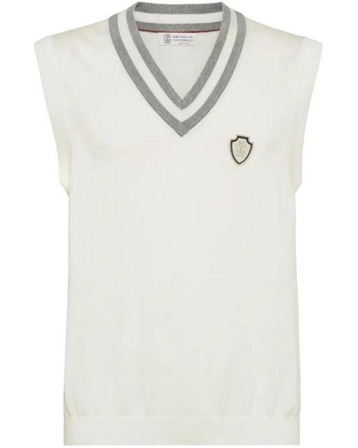 Camiseta de tirantes con cuello redondo Brunello Cucinelli de hombre de color White