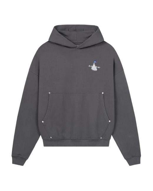 Sudadera bordada con capucha ROUGH de hombre de color Gray