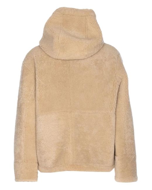 Yves Salomon Brown Reversible Hooded Shearling Jacket for men