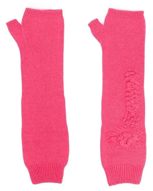 Barrie Pink Cashmere Fingerless Mittens