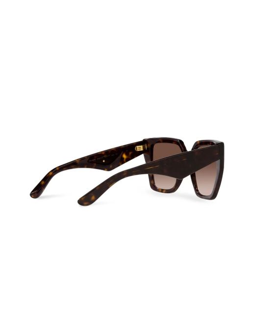 Dolce & Gabbana Brown Tortoiseshell Logo-Plaque Arm Sunglasses