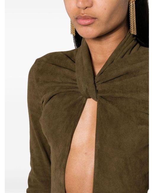 LAQUAN SMITH Green Cut-out Bodysuit