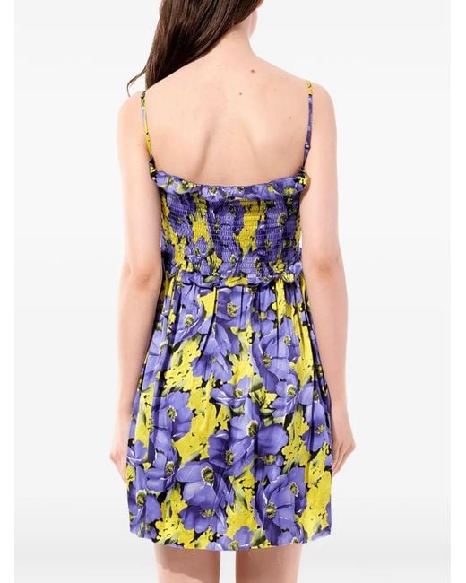 Balenciaga Blue Floral-Print Ruffled Dress