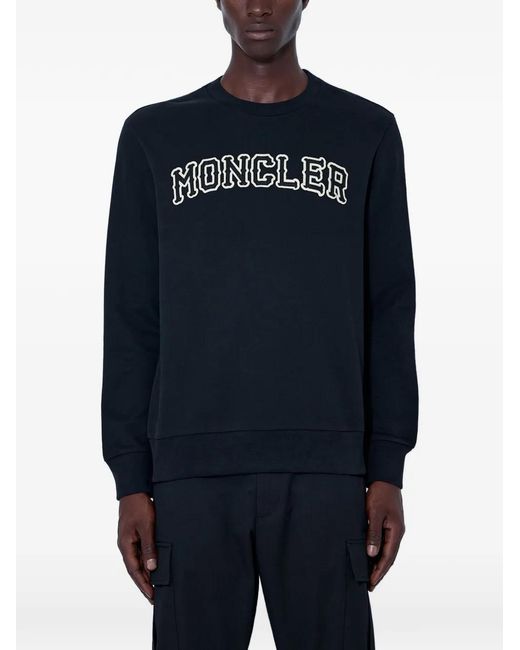 Moncler Blue Logo-Motif Sweatshirt for men