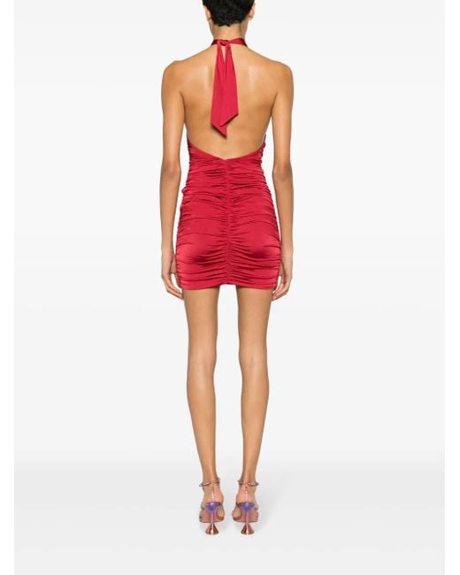 Noire Swimwear Red Ruched Halterneck Minidress