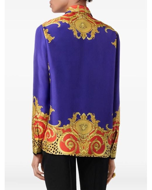 Versace Blouse Met Barokprint in het Blue