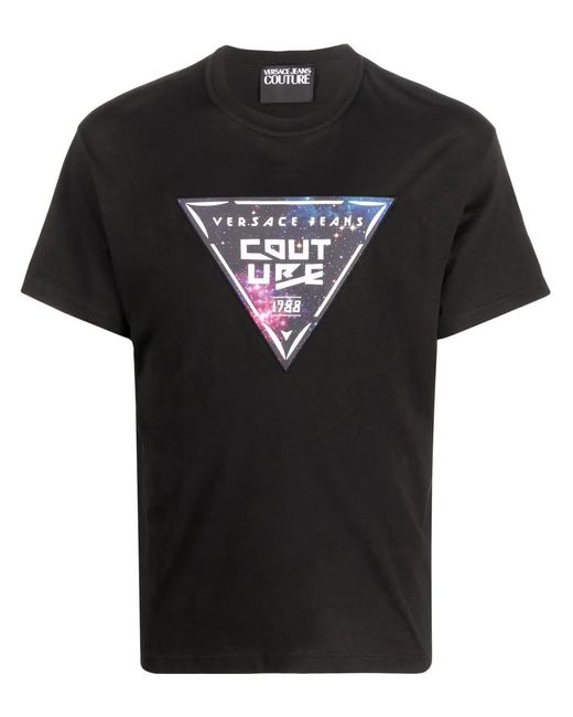Versace Jeans Couture Black Logo-Patch Cotton T-Shirt for men