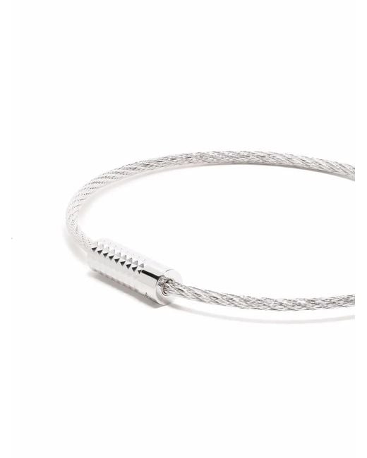 Le Gramme White 9G Pyramid Cable Bracelet