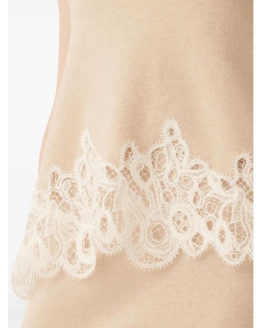Fabiana Filippi Natural Lace-Trimmed Knitted Tank Top