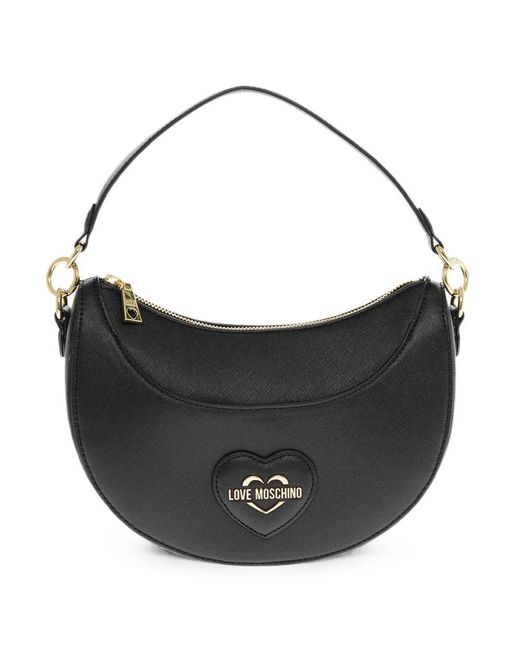 Love Moschino Black Heart-Patch Shoulder Bag
