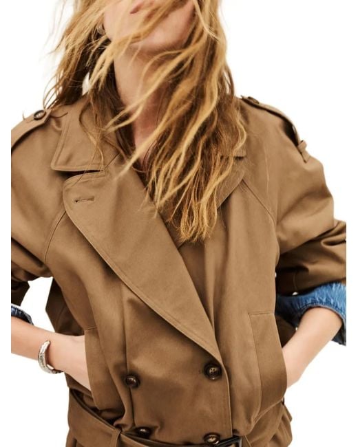 Ba&sh Natural Winnie Belted Double-Breasted Trench Coat