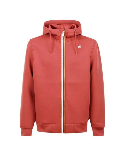 K-Way Red Rainer Spacer Logo-Patch Zip-Up Hoodie for men