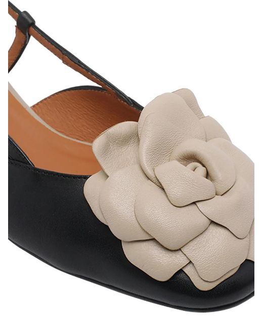 Angel Alarcon Black Flower Slingback Pumps