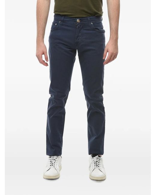 Corneliani Blue Logo-Patch Straight-Leg Jeans for men