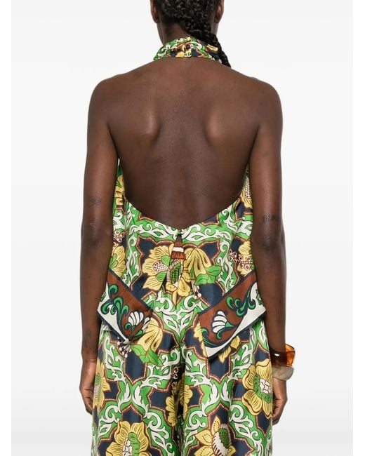 ALÉMAIS White Liana Floral Halterneck Top