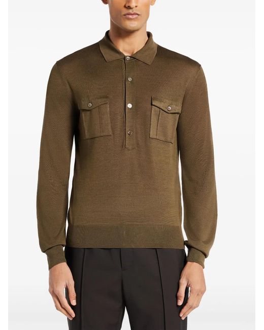 Tom Ford Green Fine-Knit Polo Shirt for men