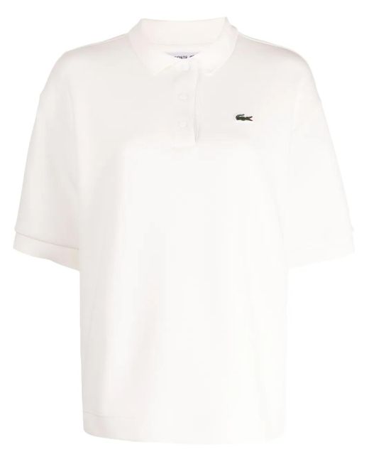 Lacoste White Logo-Appliqué Cotton Polo Shirt