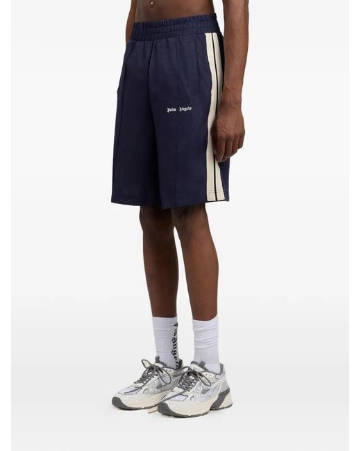 Palm Angels Blue Logo Track Shorts for men