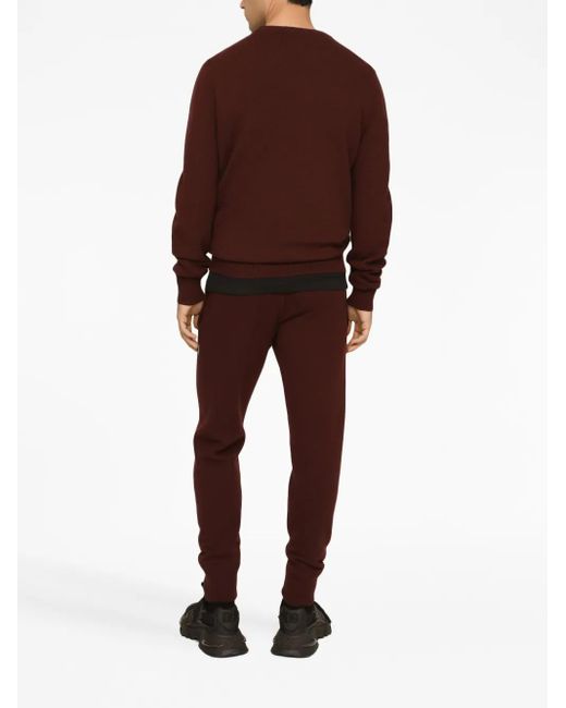Dolce & Gabbana Purple Logo-Plaque Knitted Track Pants for men