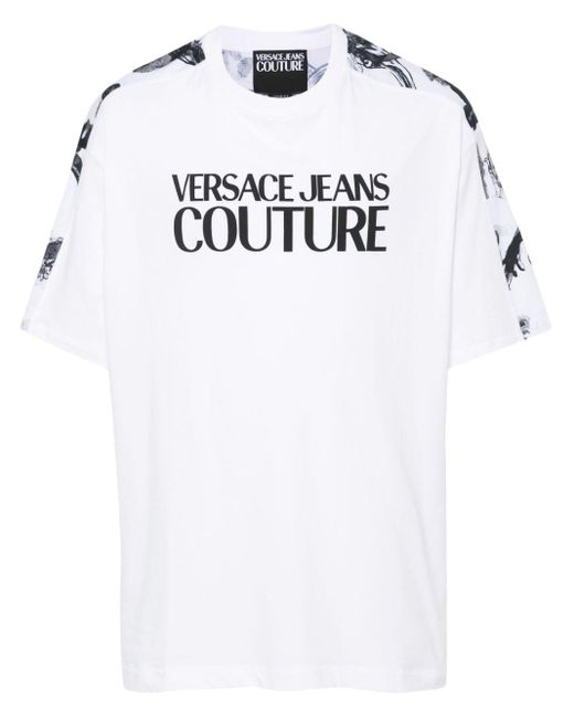 Logo-print cotton T-shirt Versace pour homme en coloris White