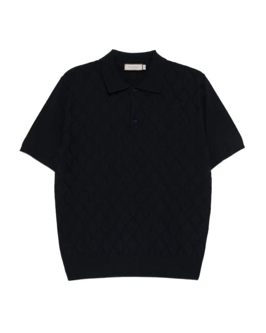 Canali Black Wool Polo Shirt for men