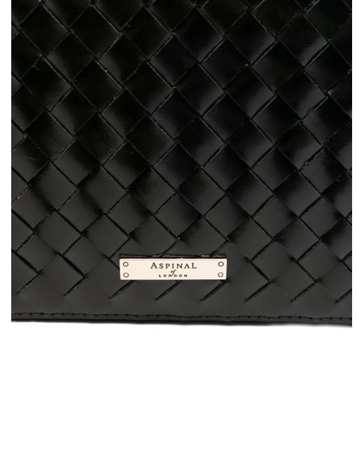 Aspinal Black Camera Woven Mini Crossbody Bag