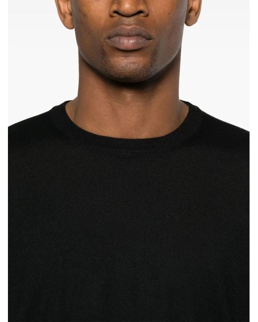 Fedeli Black Fine-Knit Virgin-Wool Jumper for men