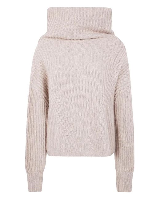 Maglione Yumi A Coste Con Collo Alto di Kujten in White
