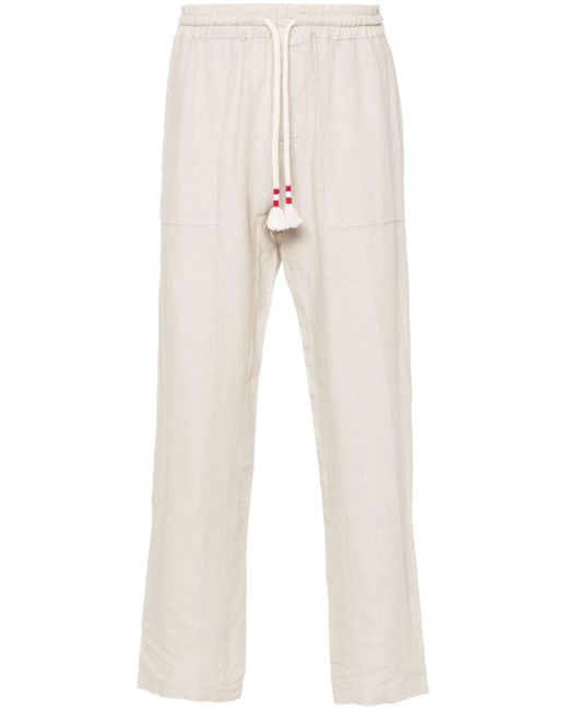 Mc2 Saint Barth White Straight-leg Linen Trousers for men