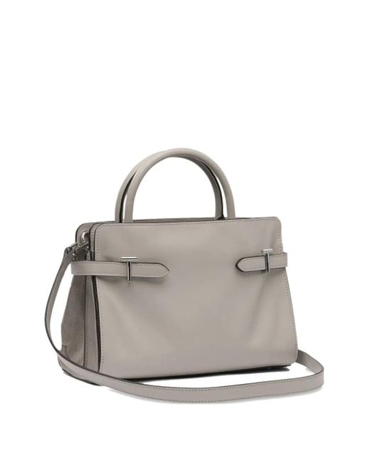 Le Tanneur Gray Leather Buckled Tote Bag